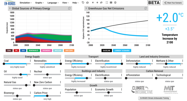 The En-ROADS climate simulator provides an effective, hands-on tool for savvy citizen advocates.